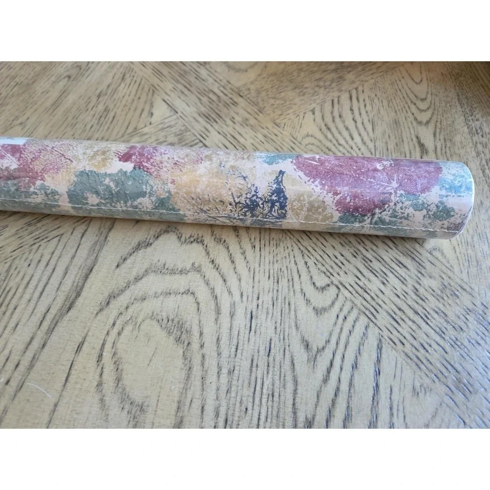 Sunworthy Wallpaper Wallcovering New NOS 1980s 3152907 Leaves Maroon Green Blue
